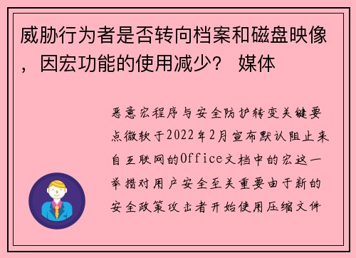 威胁行为者是否转向档案和磁盘映像，因宏功能的使用减少？ 媒体